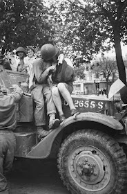 American GI Kissing French woman