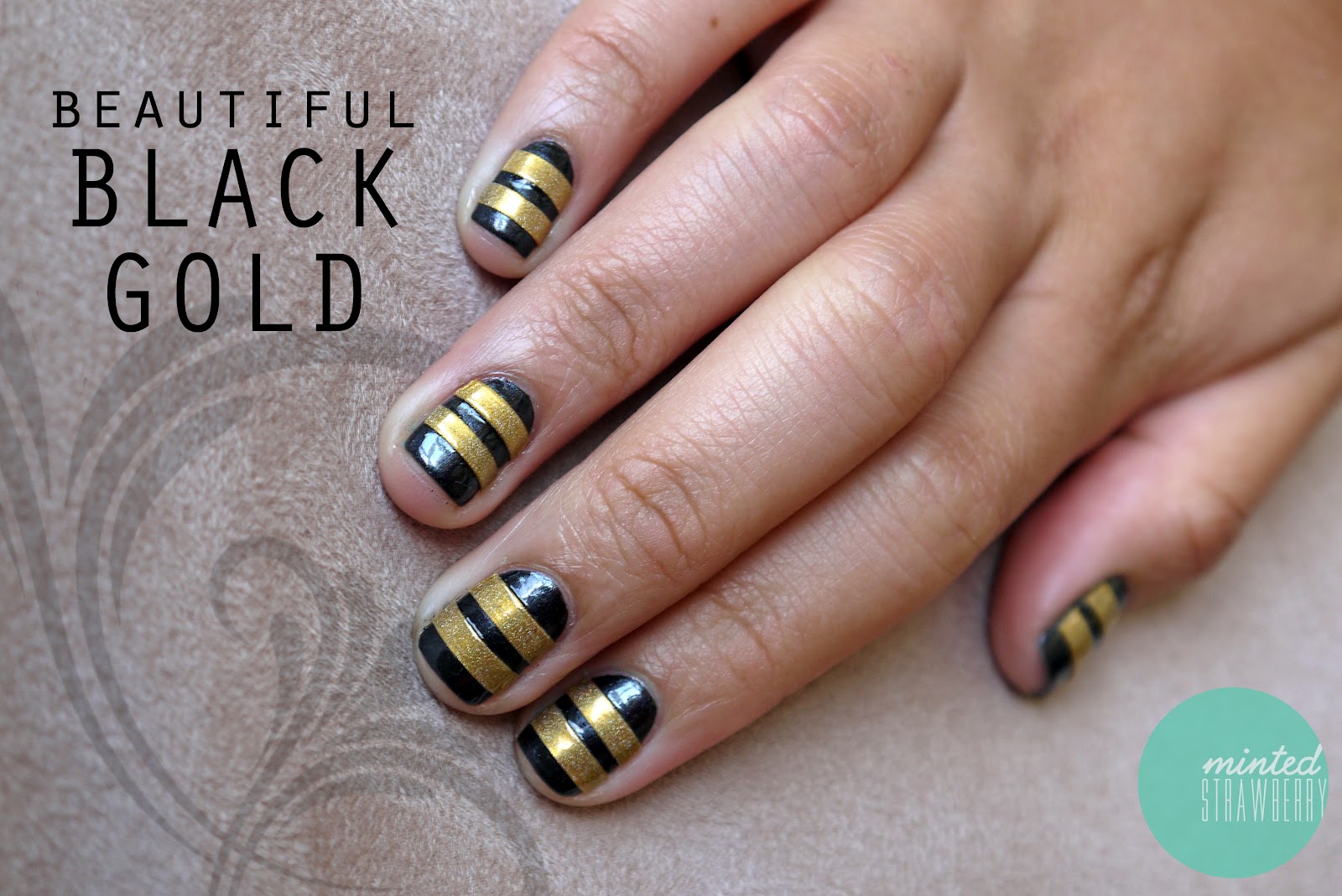 black nail polish design i