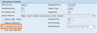 Automatic packing indicator in delivery document type
