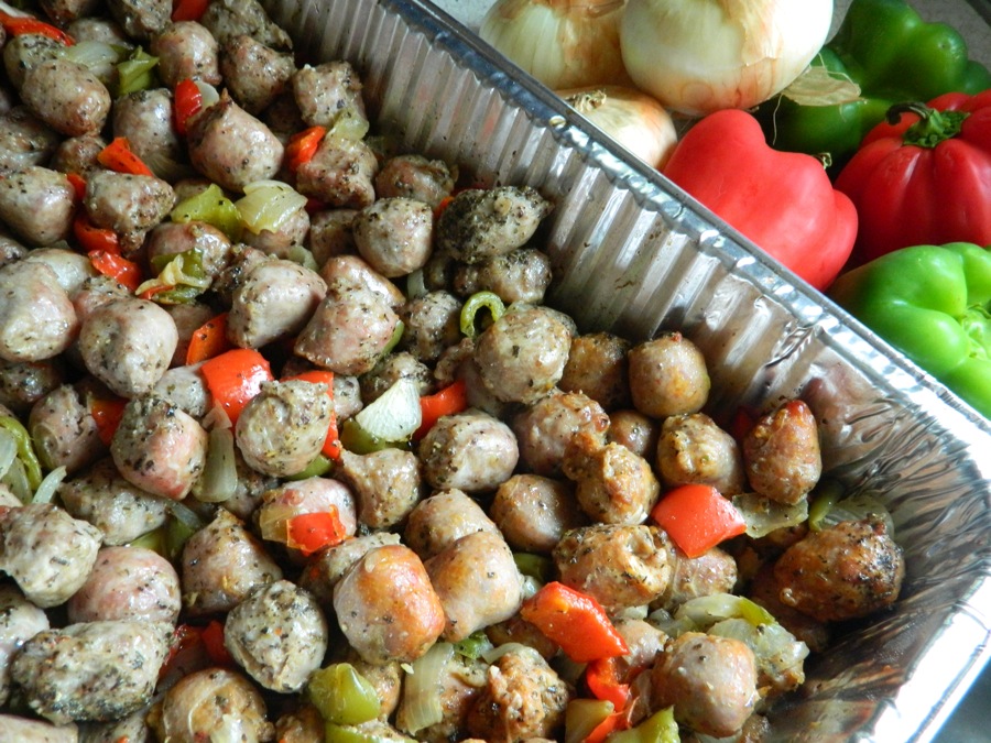 Adventures in My Kitchen Sausage, Peppers and Onions to Feed a Crowd