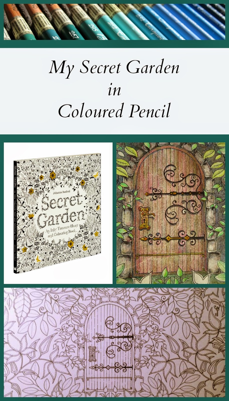 Secret garden adult coloring book with colored pencils
