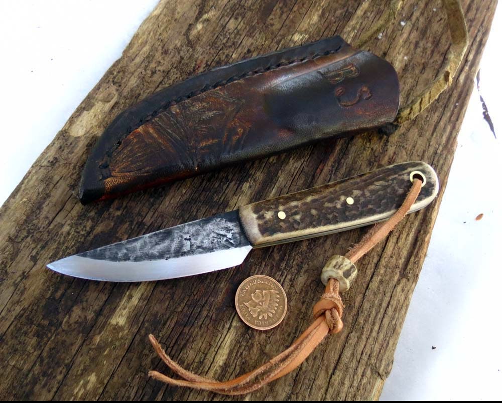 ML Knives Blog A Neck Knife Custom With Stag And A Tooled Pocket Sheath ML Knives Blog A Neck Knife Custom With Stag And A Tooled Pocket Sheath