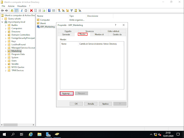 Utenti e computer di Active Directory, aggiungi membri al gruppo Utenti e computer di Active Directory, aggiungi membri al gruppo