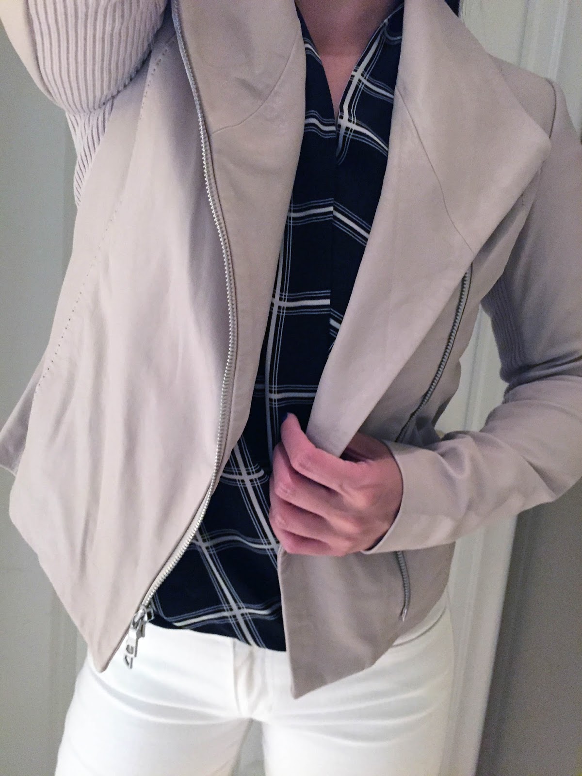 My Superficial Endeavors Vince Leather Scuba Jacket In Off White Vince Was Having A 5 Hour Flash On Their Handbags The Other Day I Didn T Think Going To Get Anything But Went There Look Anyway