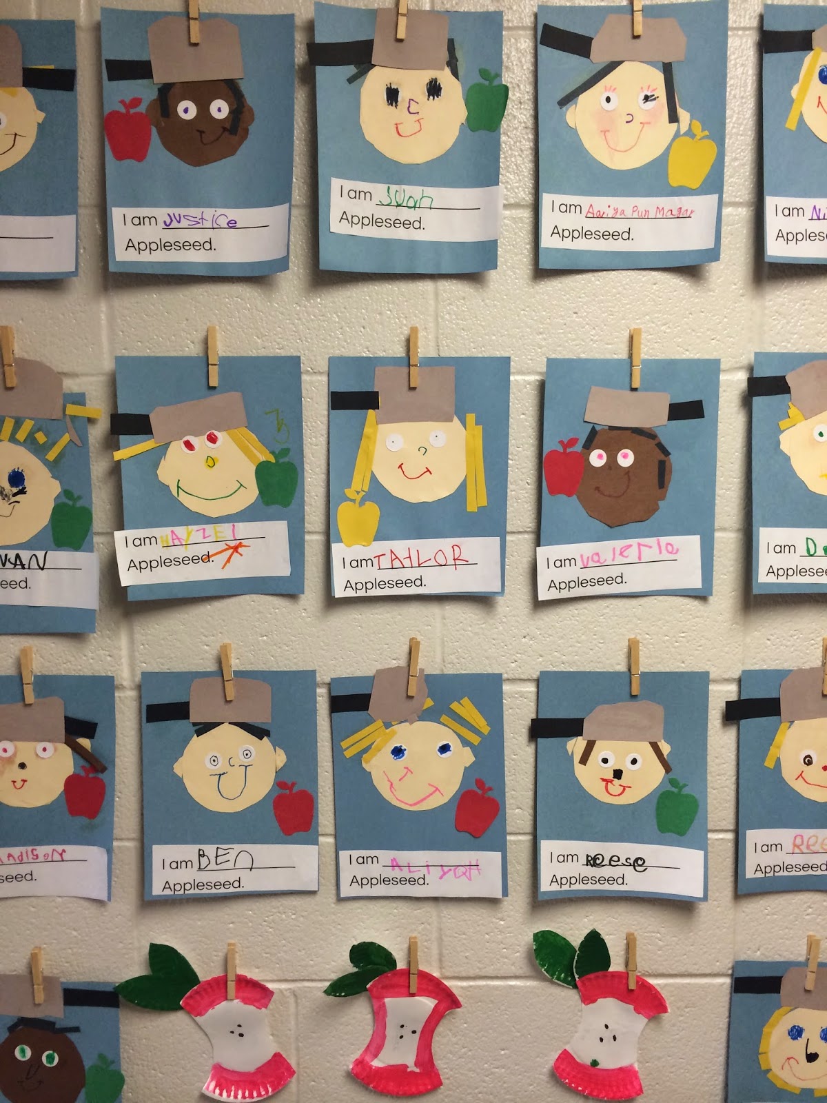 Johnny appleseed, Black construction paper and Hats on