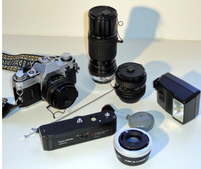Cash5Gold Canon AE1 Camera, Lenses, Accessories, & Bag