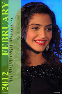 Sonam Kapoor Desktop Calendar 2012