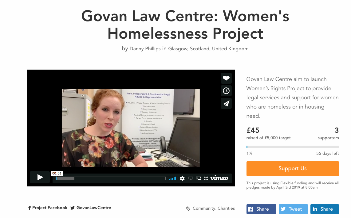 Please help us launch a Women's Homelessness Project for Scotland