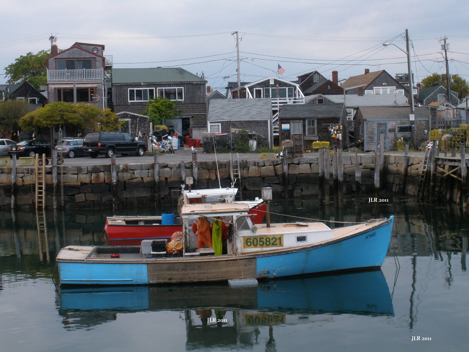 Rail and Ship Action Lobster Boat In Rockport, Mass