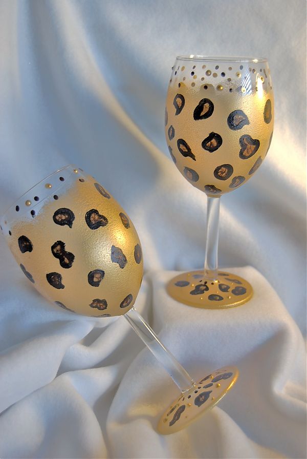 Leopard Design Wine Glasses Handmade Catalog.Blog