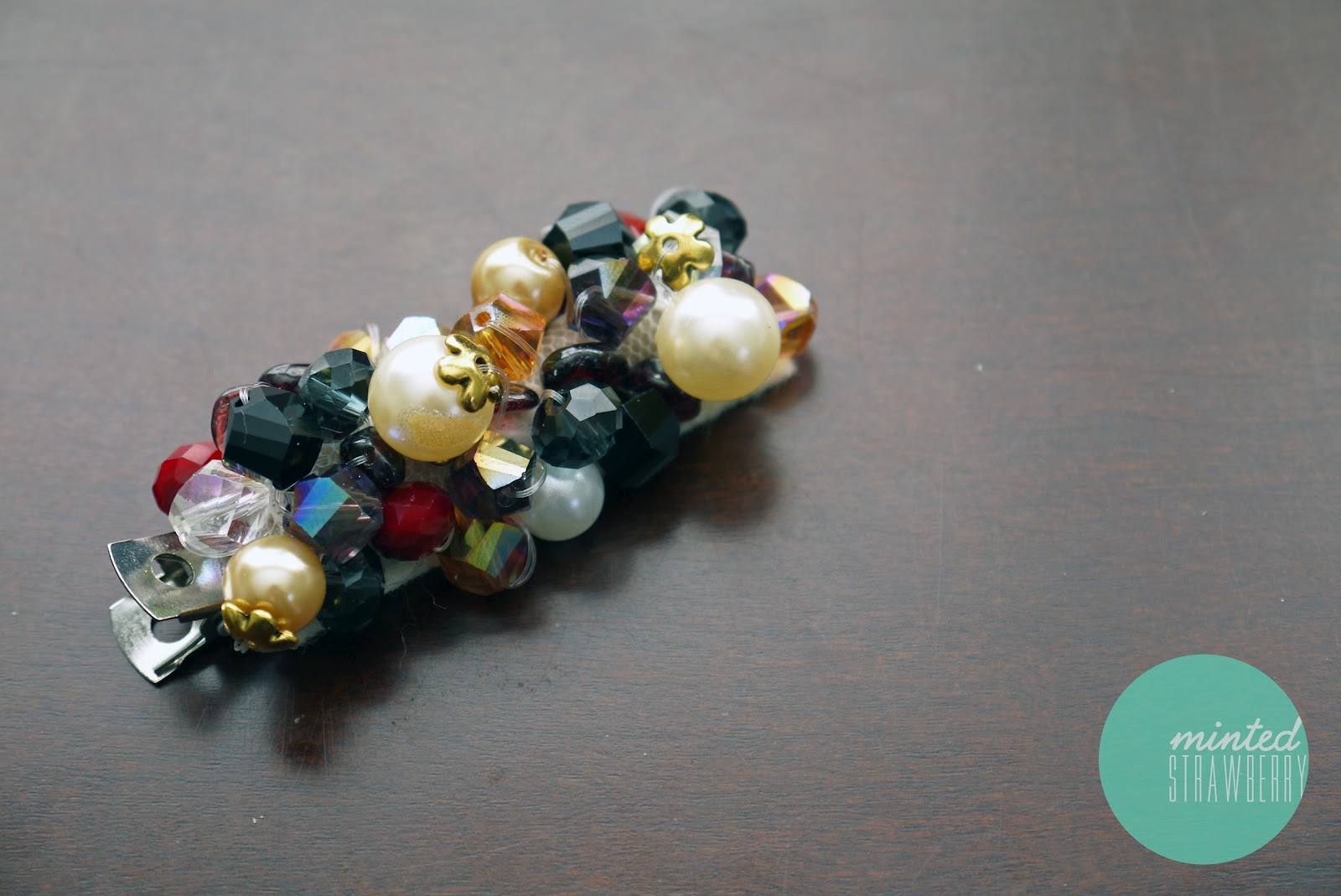 DIY Anthropologie Inspired Jeweled Hair Clip Minted Strawberry