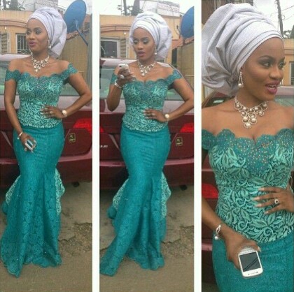 nigerian styles lace aso ebi african latest teal clothing dresses naija ankara