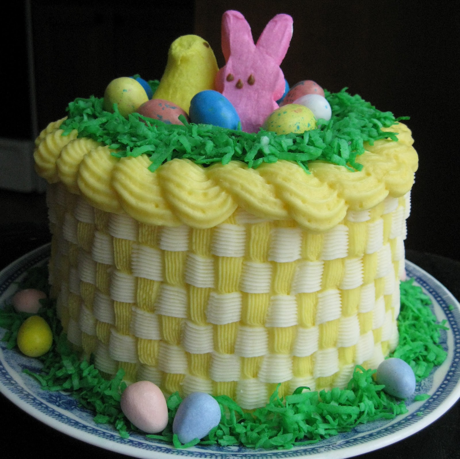 Baking Outside the Box: Easter Basket Cake w/stripes inside