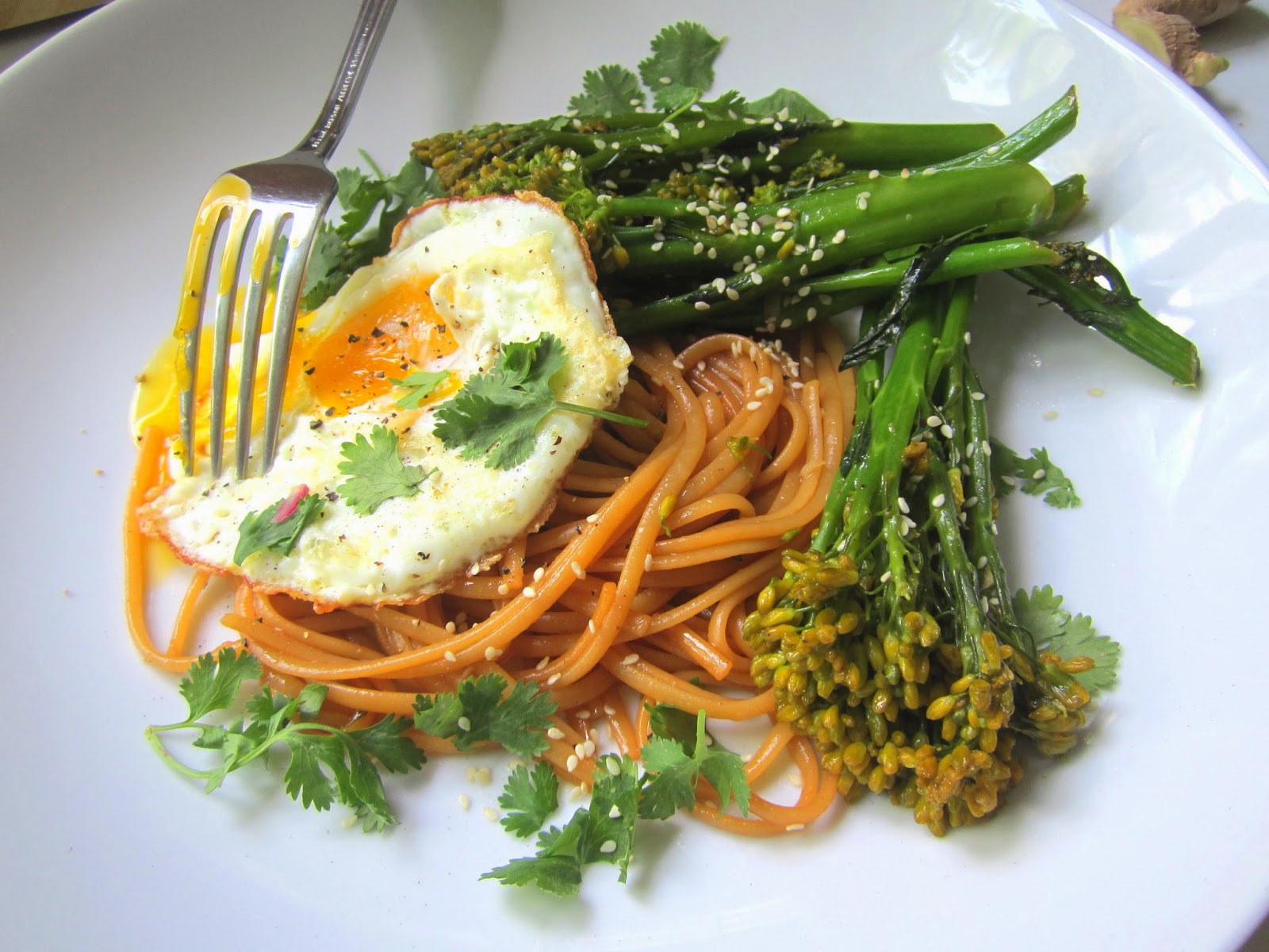 Simple Meals Soba Noodles w/ Baby Broccoli & Fried Egg