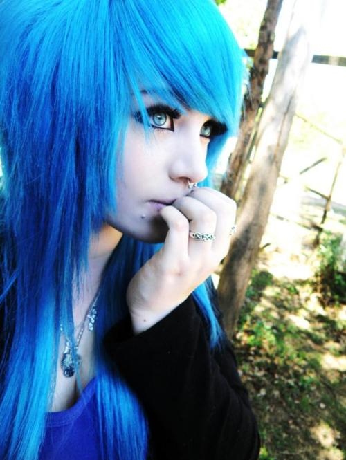Facial Treatments Blue Hair Emo Girl