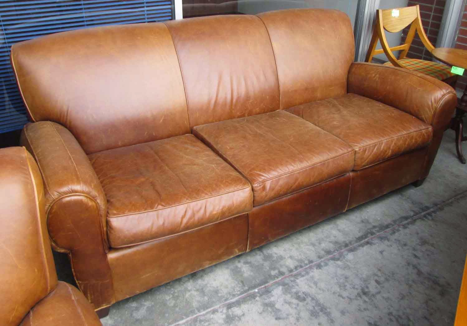 UHURU FURNITURE & COLLECTIBLES SOLD Distressed Pottery Barn Sofa 400