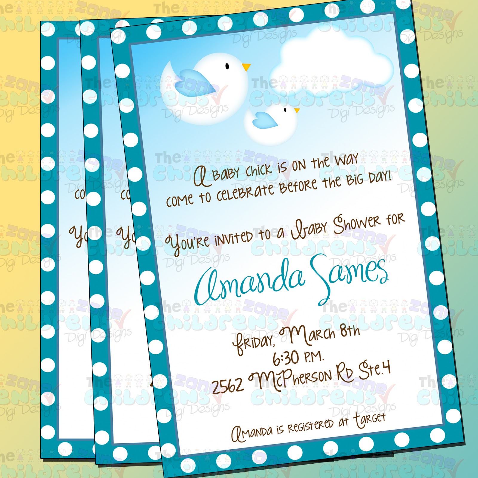 The Childrens Zone Digi Designs Invitaciones para Baby Shower