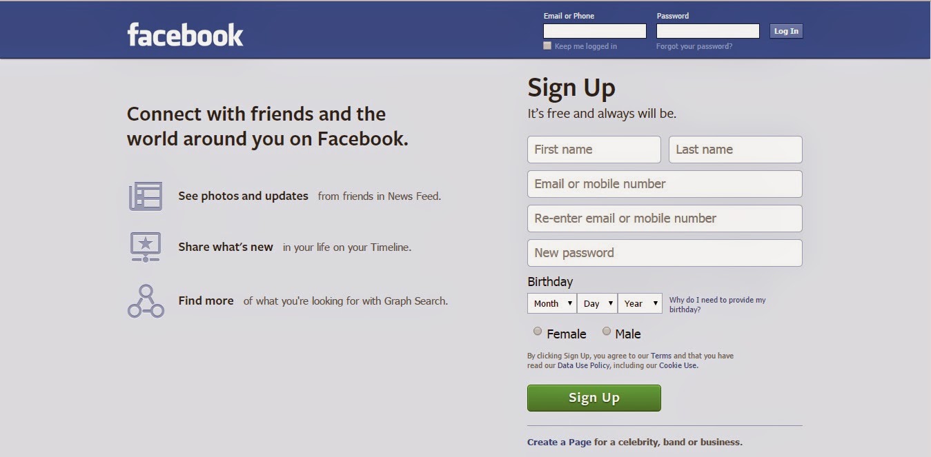 Login in with facebook