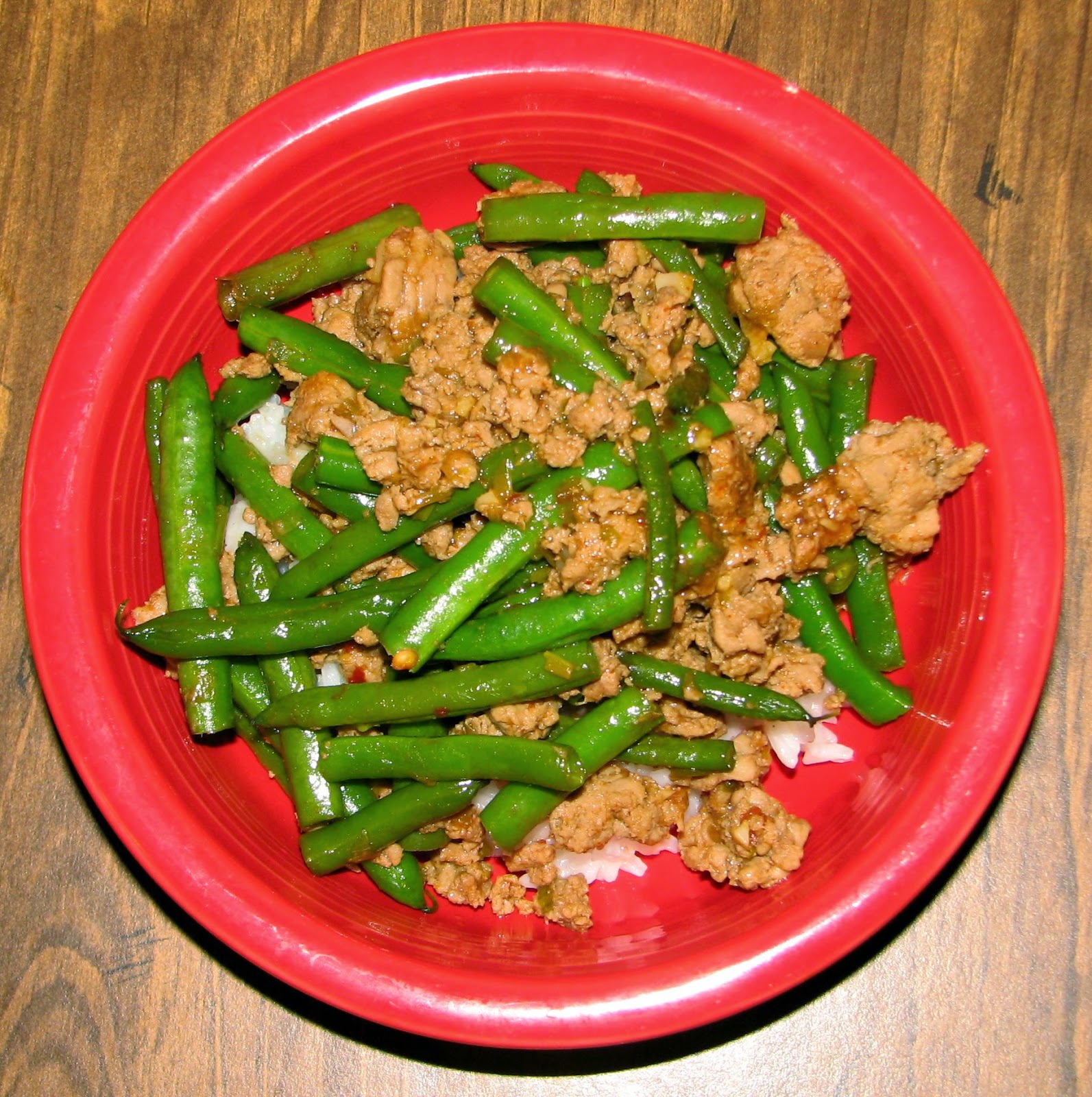 Shel's Kitchen Chinese Green Beans with Ground Turkey over Rice