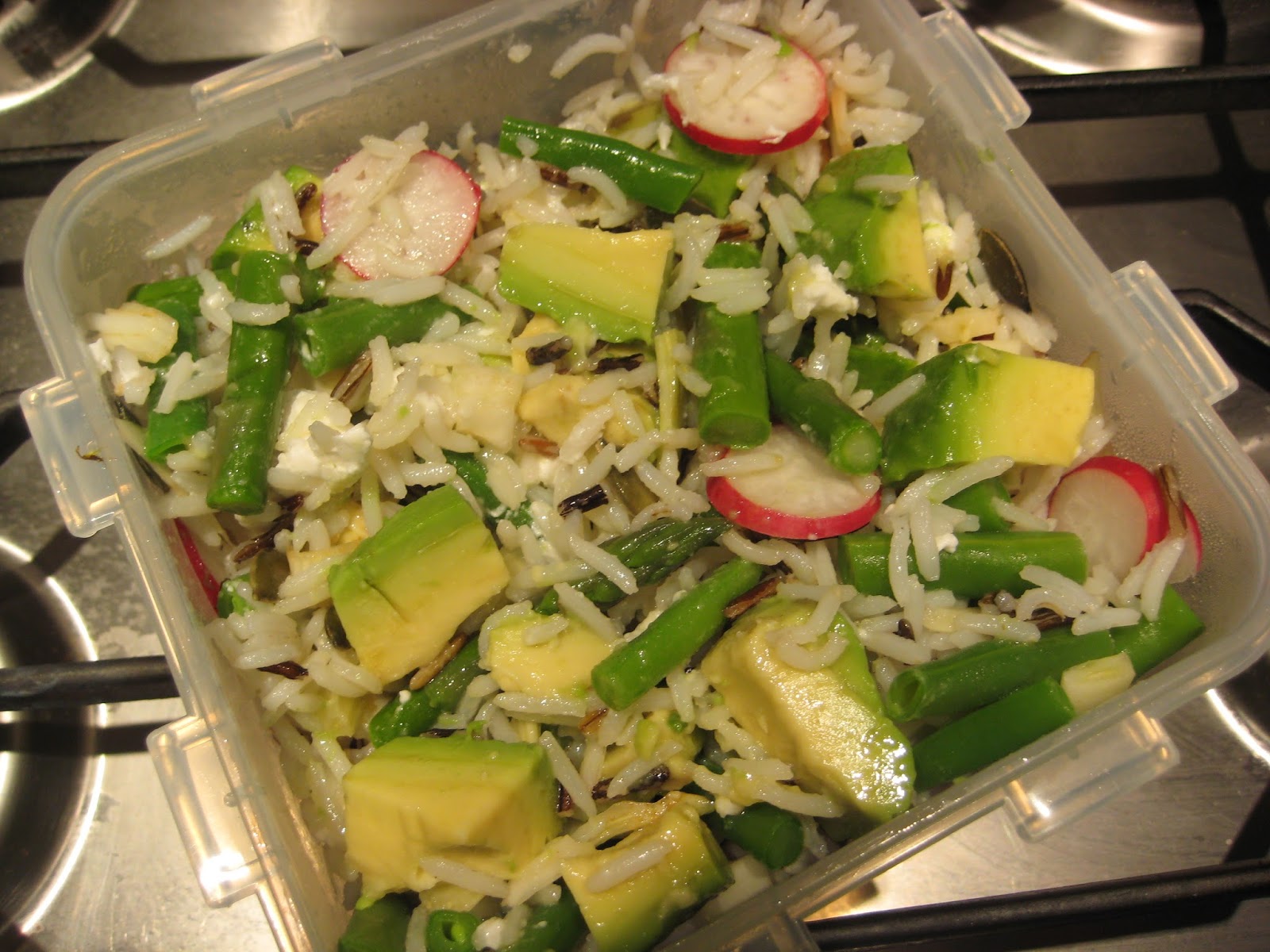 Lemon and Cheese Rice and Avocado Salad with Wasabi Dressing