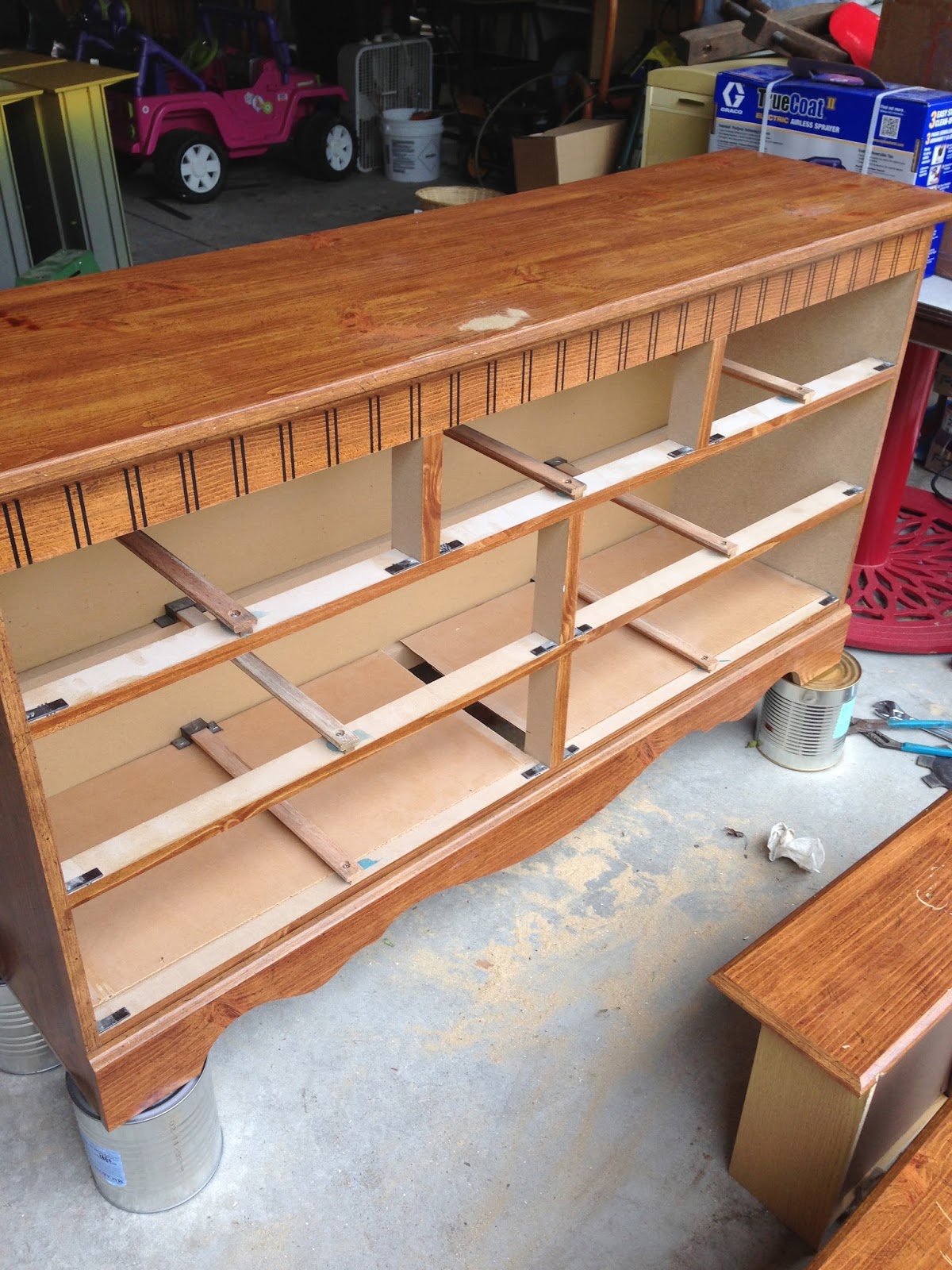 The White Silk Purse Dresser Refurbished for TV Stand/Video Storage
