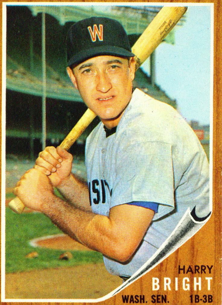 Texas Rangers Cards Senators Saturday Harry Bright, 1962.