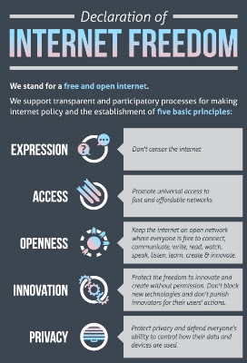 Declaration of Internet Freedom - Expression, Access, Openness, Innovation, Privacy - Free and Open Internet!