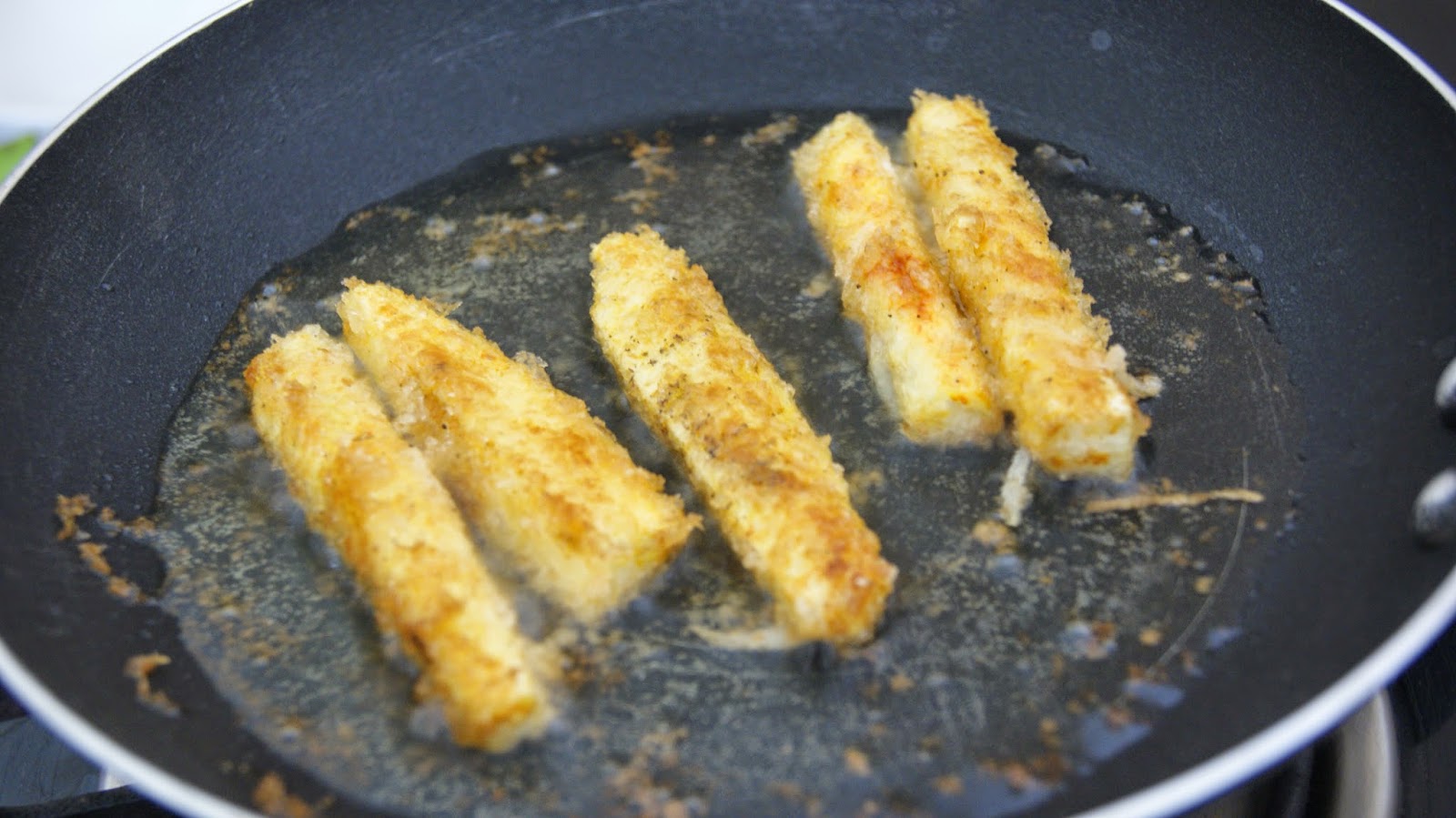 Always Hungry Coconut crusted raw plantain fries shallow fried