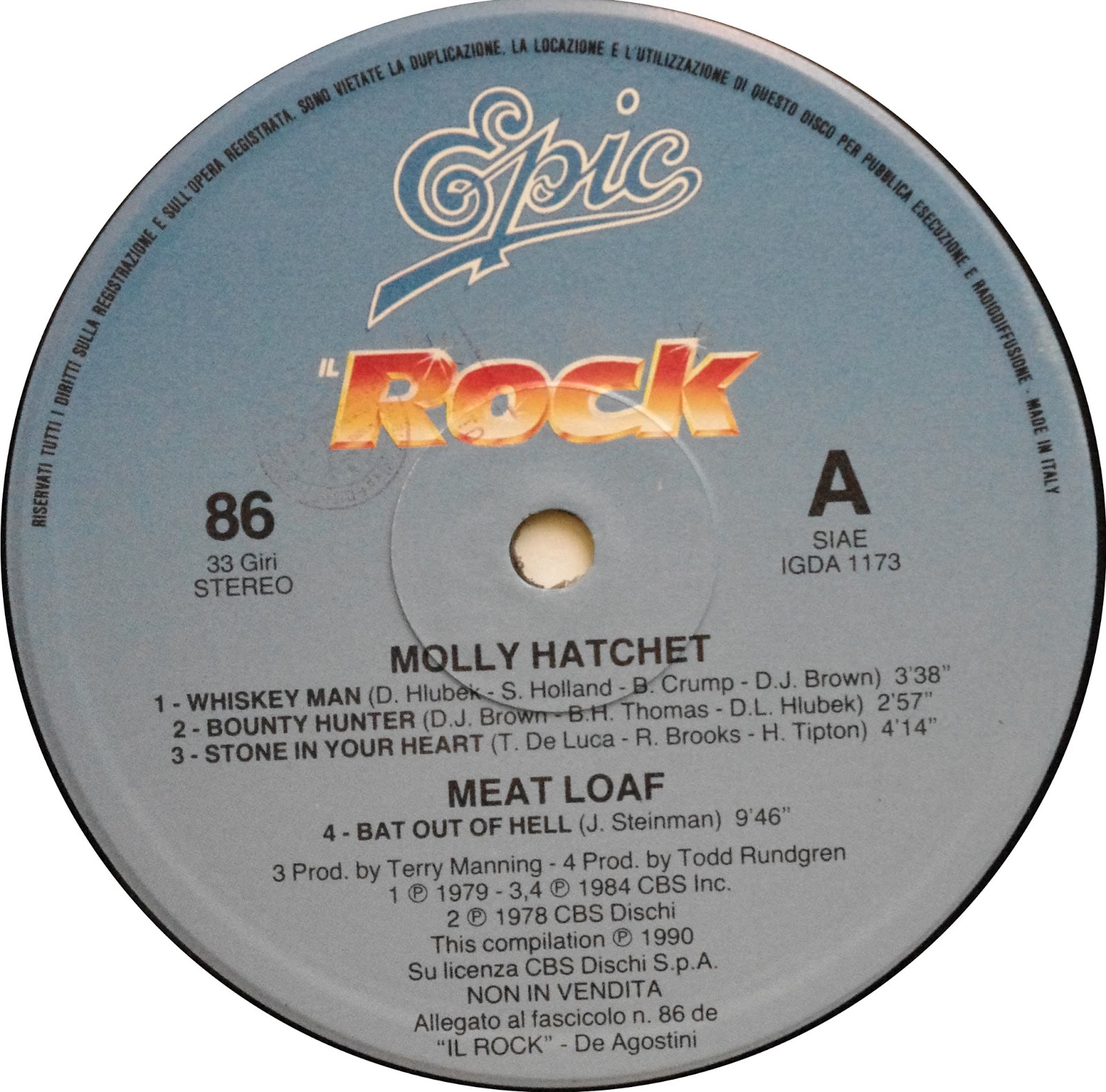 Meat Loaf Vinyl, Singles 7"/12" and other stuff Il Rock No. 86