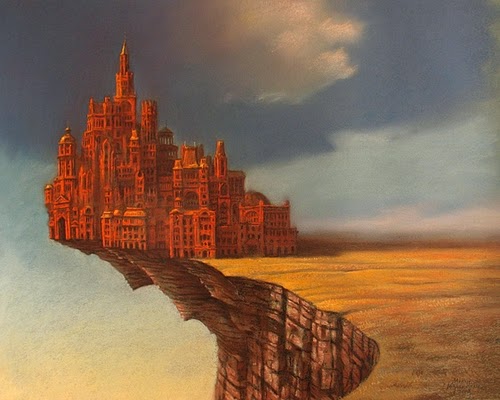 25-Town-Upon-Abyss-Marcin-Kołpanowicz-Painting-Architecture-in-Surreal-Worlds-www-designstack-co