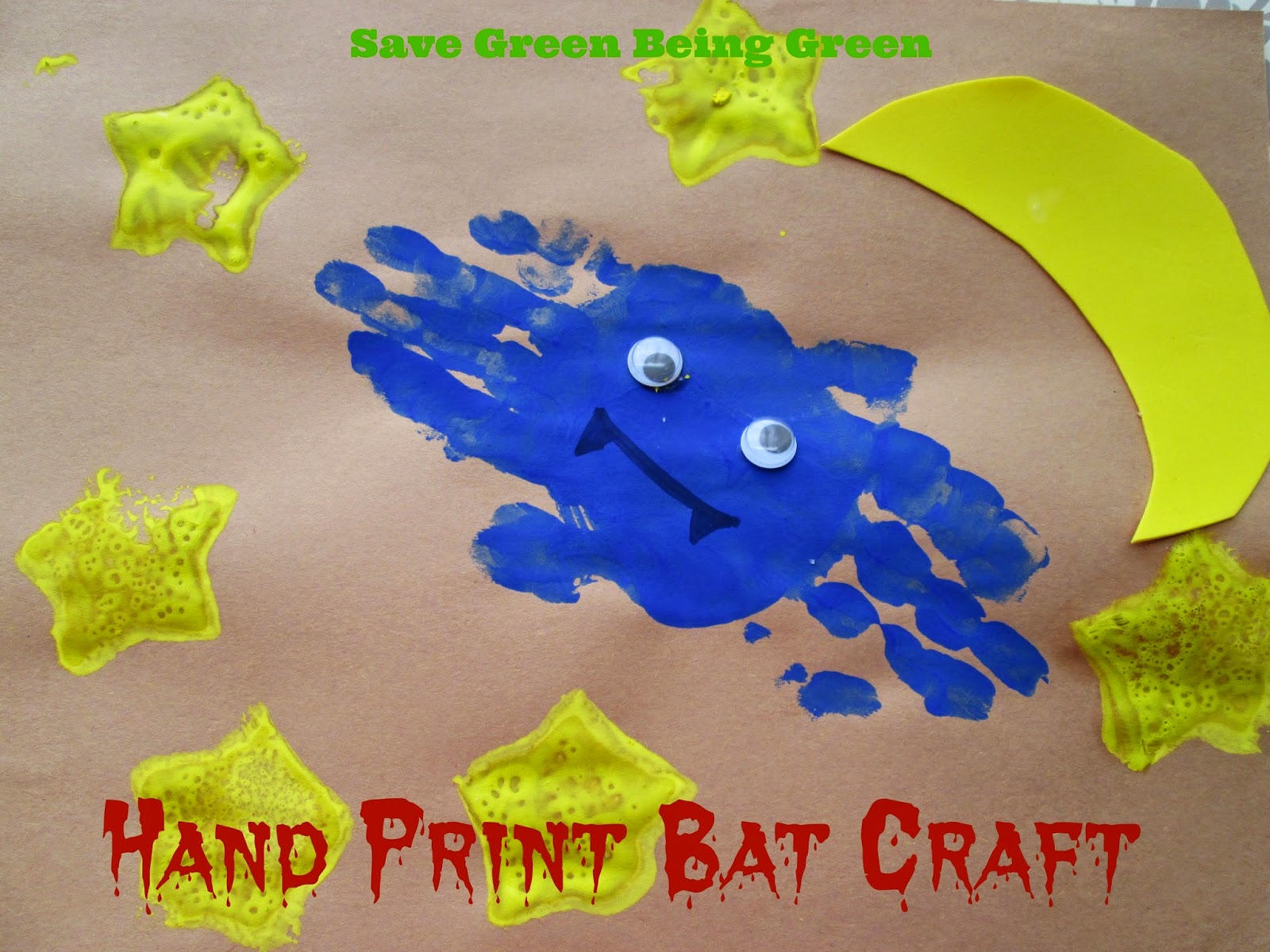 Save Green Being Green Try It Tuesday Hand Print Bat Craft
