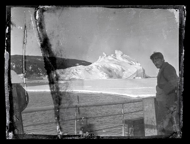 Alexander Stevens on Aurora deck, chief scientist and geologist. - 100-Year-Old Box Of Negatives Discovered Frozen In Block Of Antarctica’s Ice