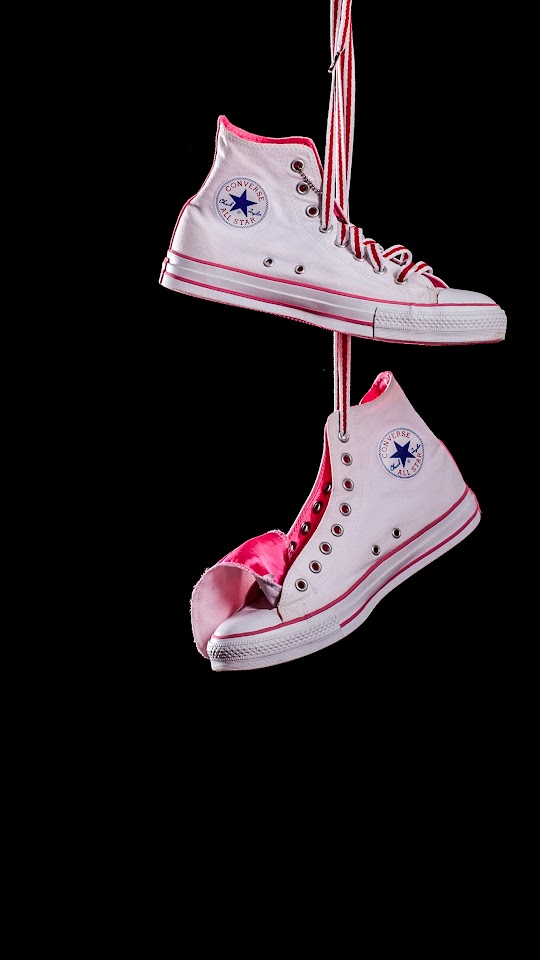 Hanging Converse White Pink  Android Best Wallpaper