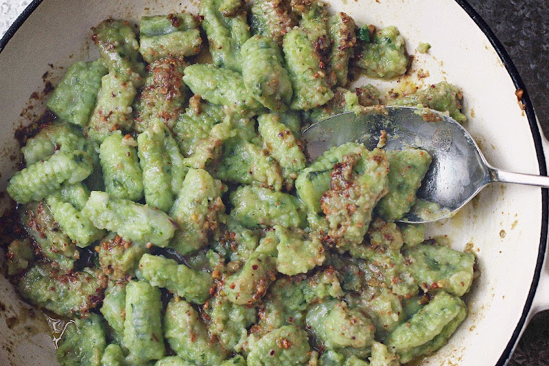 Milk and Honey Basil Gnocchi with Pistachio Butter