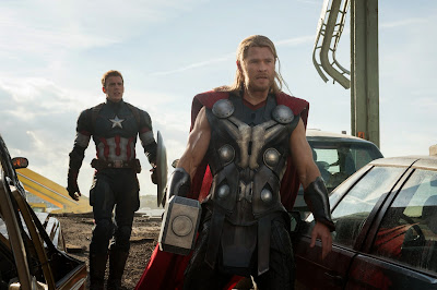 Chris Hemsworth and Chris Evans in Avengers: Age of Ultron
