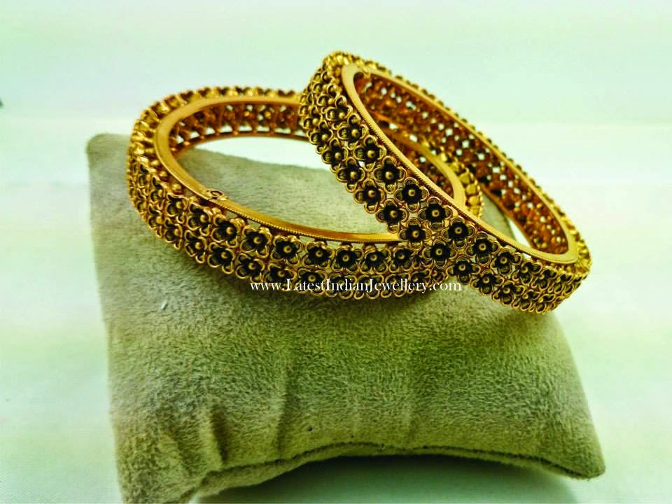 Intricate Gold Floral Bangles