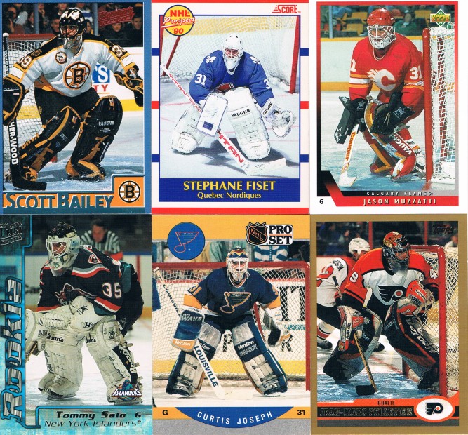 Lot of 91 - NHL goalie hockey cards + Martin Biron game used jersey card