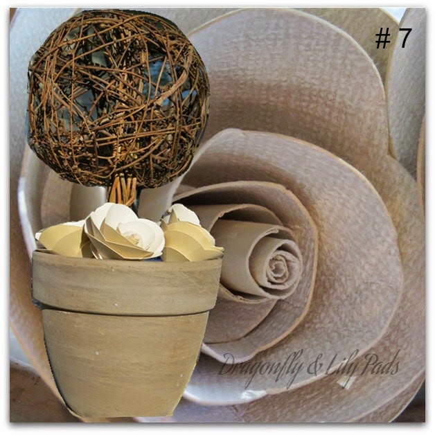 Twig and Paper Rose Topiary, Silhouette Cameo, Scrapbook Paper, Terracotta  Pot, 