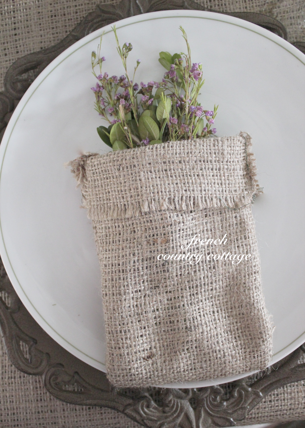 Simple Burlap Bags FRENCH COUNTRY COTTAGE