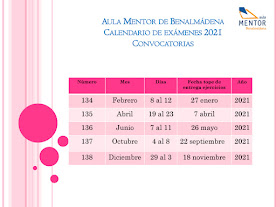 CALENDARIO EXÁMENES 2021