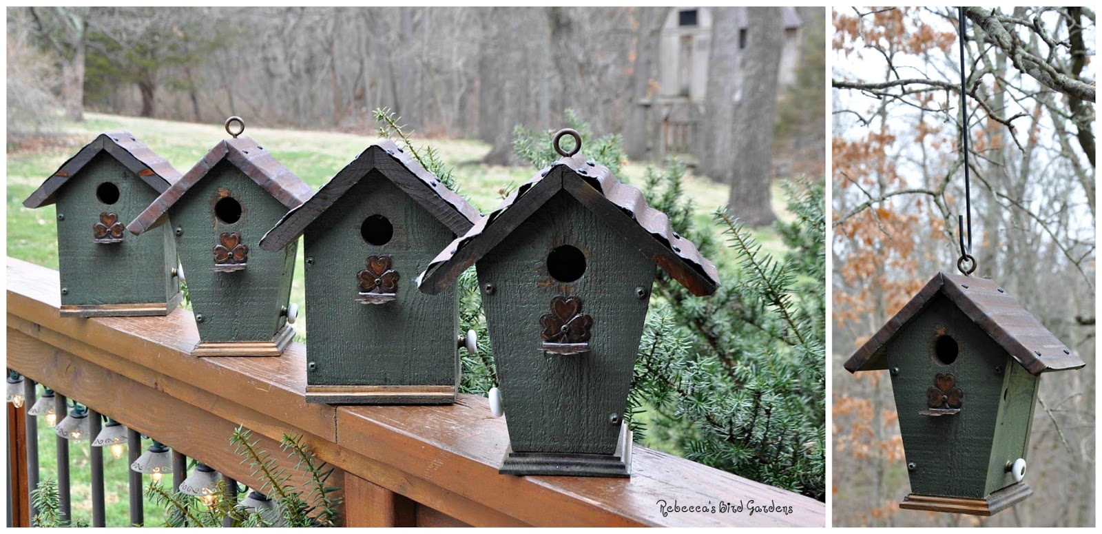 Rebecca's Bird Gardens Blog Rustic Hanging Birdhouse, "The Villa"