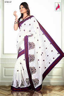 Bhagalpuri Silk with embroidery white sari-37  
