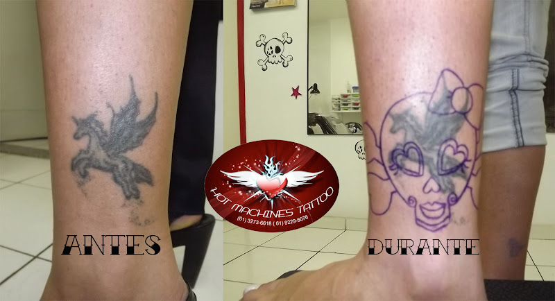 Tattoo Cobertura de Pégasus Caveira feminina title=