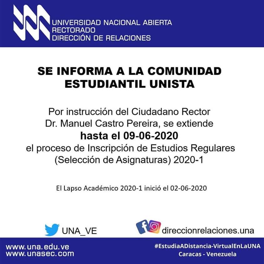 Prórroga de Inscripciones Estudios Regulares