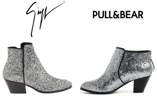 Giuseppe Zanotti glitter booties vs Pull and Bear glitter booties | Botas purpurina de Giuseppe Zanotti contra las mismas de Pull and Bear
