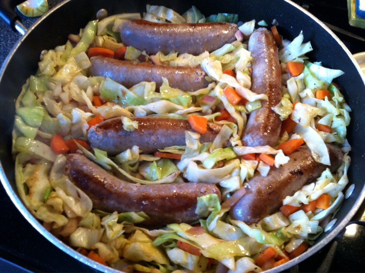 SourdoughNative Savory German Brat, Cabbage and Onion Supper