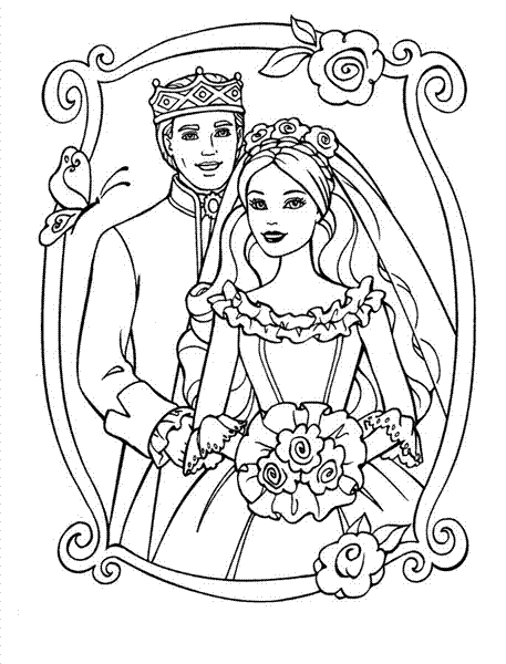 Desenho da barbie noiva para colorir!