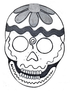 Dibujo para colorear de calaveras de día de muertos