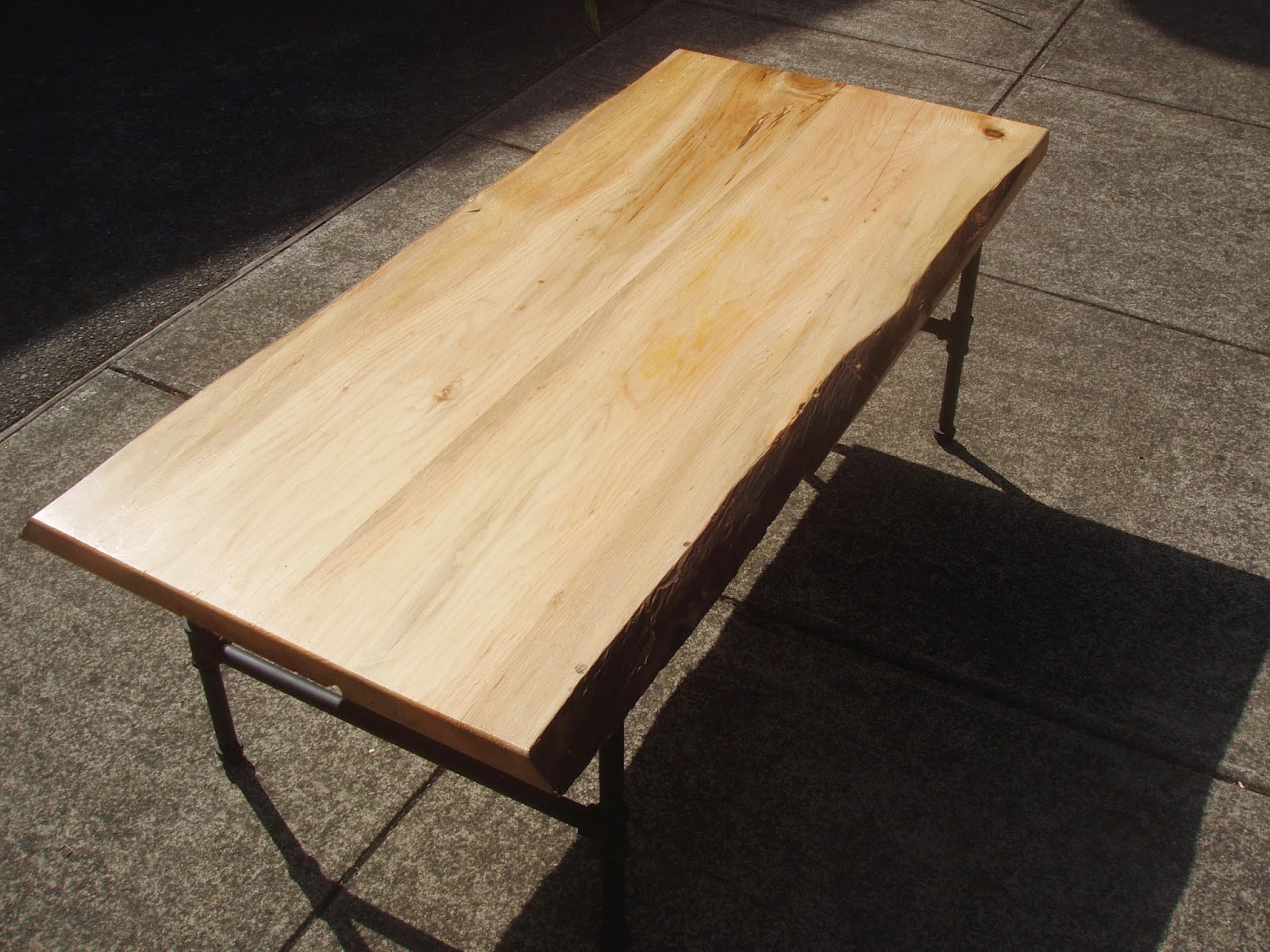 driftedge woodworking Live Edge Cedar Coffee Table with Steel Pipe Legs. Sold.