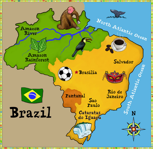 Image result for brazil map for children